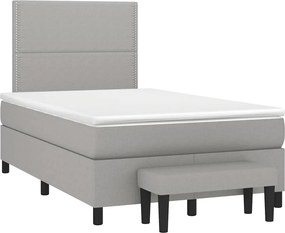vidaXL világosszürke szövet rugós ágy matraccal 120 x 190 cm