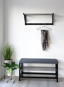 Padova pad, szürke, fekete lábakkal, 100x34x50