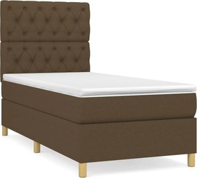 vidaXL sötétbarna szövet rugós ágy matraccal 80 x 200 cm