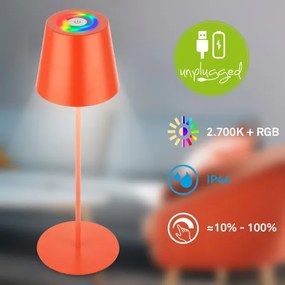 Briloner 7510012-LED RGB dimmelhető asztali lámpa CALIDA 2,5W/5V IP44 1200mAh narancssárga