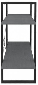 kétszintes szürke tömör fenyőfa könyvszekrény 100 x 30 x 70 cm
