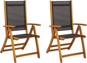 vidaXL 2 db tömör akácfa és textilén összecsukható kerti szék