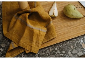 Len konyharuha 65x65 cm Amber Bronze Stripes – Linen Tales