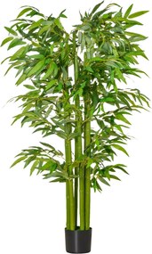 HOMCOM Mesterséges Bambusz 160 cm Nagy Mesterséges Növény, Mesterséges Bambusz, Műanyag Mesterséges Növények Cserepes, Élethű Hatású Álcázott Növény a