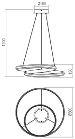 Redo 01-4360 - LED dimmelhető kábelen függesztett csillár TORSION LED/40W/230V fehér