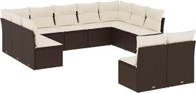 vidaXL 11 részes barna polyrattan kerti ülőgarnitúra párnákkal