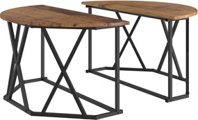 vidaXL Dohányzóasztal Öreg fa 80 x 80 x 42 cm Műszaki fa és acél