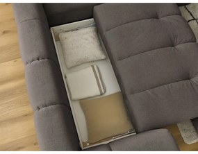 Szürkésbarna kinyitható-tárolóhelyes sarokkanapé (jobb oldali-L alakú) Fuji – Bobochic Paris