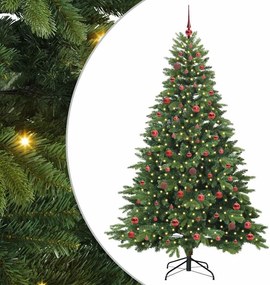 vidaXL Mű karácsonyfa 300 LED-del állvánnyal Zöld 210 cm PE és PVC