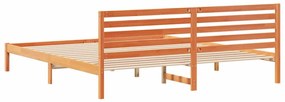 Ágykeret fejtámlával Viaszbarna 200 x 210 cm Tömör fenyőfa