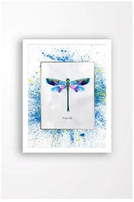 Dragonfly vászonkép fehér keretben, 29 x 24 cm - Tablo Center
