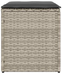 2 db világosszürke polyrattan kerti szék párnával 40x40x43 cm