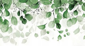 Fotótapéta Levelek Zöld Fehér Hálószoba Nappali Tapéta Flizelina 250x175