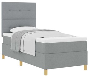 Boxrugós ágy fejtámlával Világosszürke 100 x 200 cm szövet