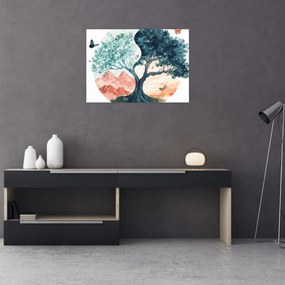 Kép – Akvarellfa tele élettel (70x50 cm)