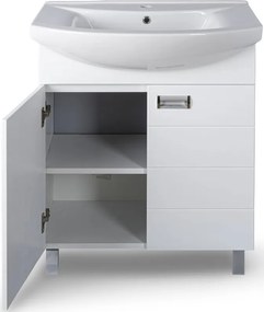 Viva SZQUARE 55 lábon álló fürdőszobabútor Sanovit ZENON 6055 porcelán mosdóval 55 x 44 cm