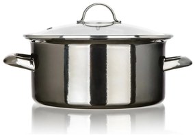 Banquet Emaille-beschichtete Pfanne METALLICSchwarz 22 cm, 3,7 5 l, mit Deckel, 22 cm