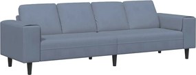 vidaXL Kanapé párnával Kék 250 x 77 x 76 cm Bársonyos szövet