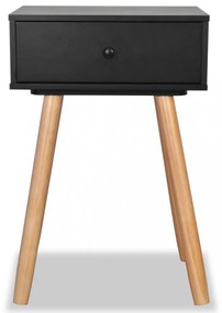 2 db fekete, tömör fenyőfa éjjeliszekrény 40 x 30 x 61 cm