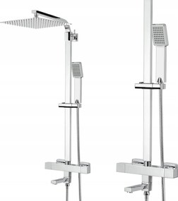 Zuhany Szett Termosztát Összecsukható Kád Kifolyó Oszlop Esőztetővel