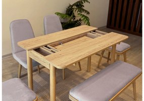 Étkezőgarnitúra(Kihúzható asztal, szék) (6 db) Vina Mini 03 0701 - Tölgy, Soho Szürke