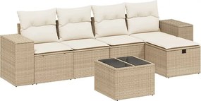vidaXL 6 részes bézs polyrattan kerti ülőgarnitúra párnával