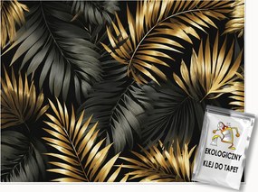 Fotótapéta Levelek Arany Fekete Glamour Hálószoba Nappali Flizelina 150x105