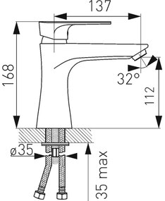 FERRO - mosdócsaptelep + leeresztő ALGEO SQUARE fényes króm