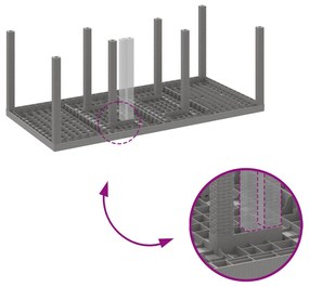7 Fős Kerti Étkezőszett Párnákkal Világosszürke Polyrattan