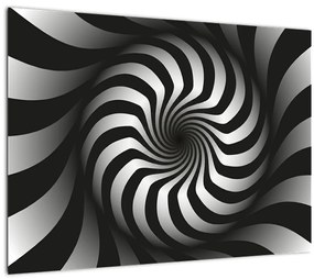 Absztrakt kép egy fekete-fehér spirál (üvegen) (70x50 cm)