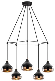 Kábellel függesztett YILDO függőlámpa 5xE27/40W/230V fekete/réz