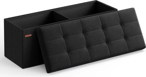 tárolós ülőke – összecsukható pad, 38 × 110 × 38 cm, tintafekete színben