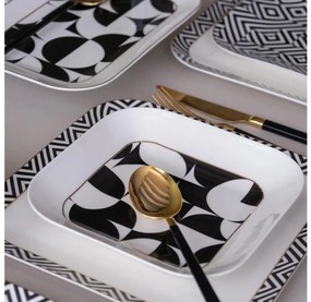 26 részes étkészlet, fehér/fekete, porcelán