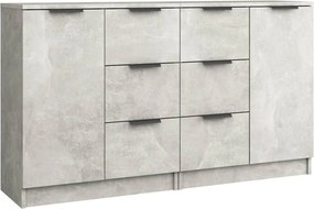 vidaXL 2 db betonszürke szerelt fa tálalóasztal 60 x 30 x 70 cm
