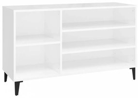 Magasfényű fehér szerelt fa cipősszekrény 102x36x60 cm