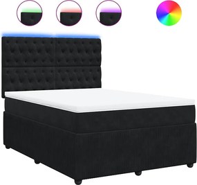 vidaXL fekete bársony rugós ágy matraccal 160x200 cm