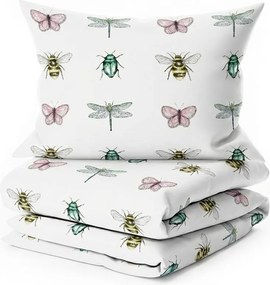 Pamut ágynemű kiságyhoz TINY WINGS fehér Ágyneműhuzat mérete: 45 x 65 cm | 90 x 135 cm