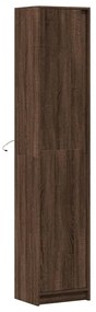 barna tölgy szerelt fa magasszekrény LED-ekkel 41,5x32,5x200 cm