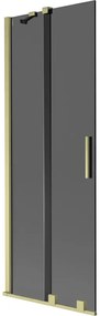 Mexen Velar, 2 szárnyas eltolható kádparaván 70 x 150 cm, 8mm szürke üveg, arany matt, 896-070-000-41-55