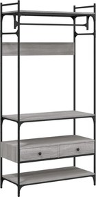 vidaXL szürke sonoma szerelt fa ruhásszekrény fiókokkal 89x39x184,5 cm