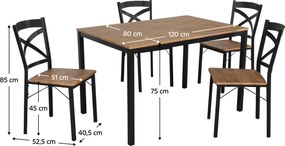 Étkezőgarnitúra 1+4, sötét tölgy/fekete, HAIM