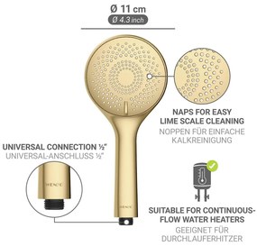 Matt aranyszínű műanyag gazdaságos zuhanyfej ø 11 cm Watersaving System – Wenko