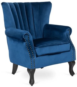 Sötétkék Bársony Chesterfield Fotel. MALLO