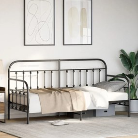 Napágykeret Fekete 75x190 cm Acél