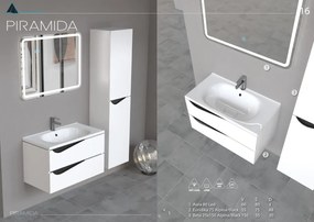 Piramida BETA fali fürdőszoba - állószekrény - FEHÉR-FEKETE - 35 x 150 x 30 cm