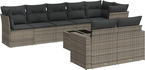 vidaXL 9 részes szürke polyrattan kerti ülőgarnitúra párnákkal