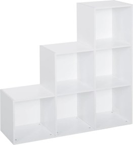 HOMCOM Létra Formájú Tároló Szekrény 6 Kubussal - Álló Polcos Kiállító Szekrény 91,5x29,5x91,5cm Wood | Aosom