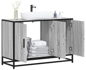 szürke sonoma szerelt fa fürdőszobai mosdószekrény 90x33x60 cm