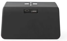 Nedis WCACQ30BK - Ébresztőóra LCD-vel és 15W/5V vezeték nélküli töltővel, fekete