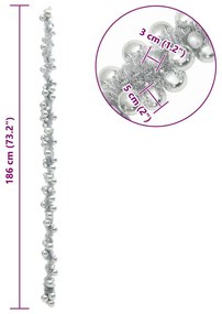 Karácsonyi gömb girland Ezüst 186 cm Polisztirol